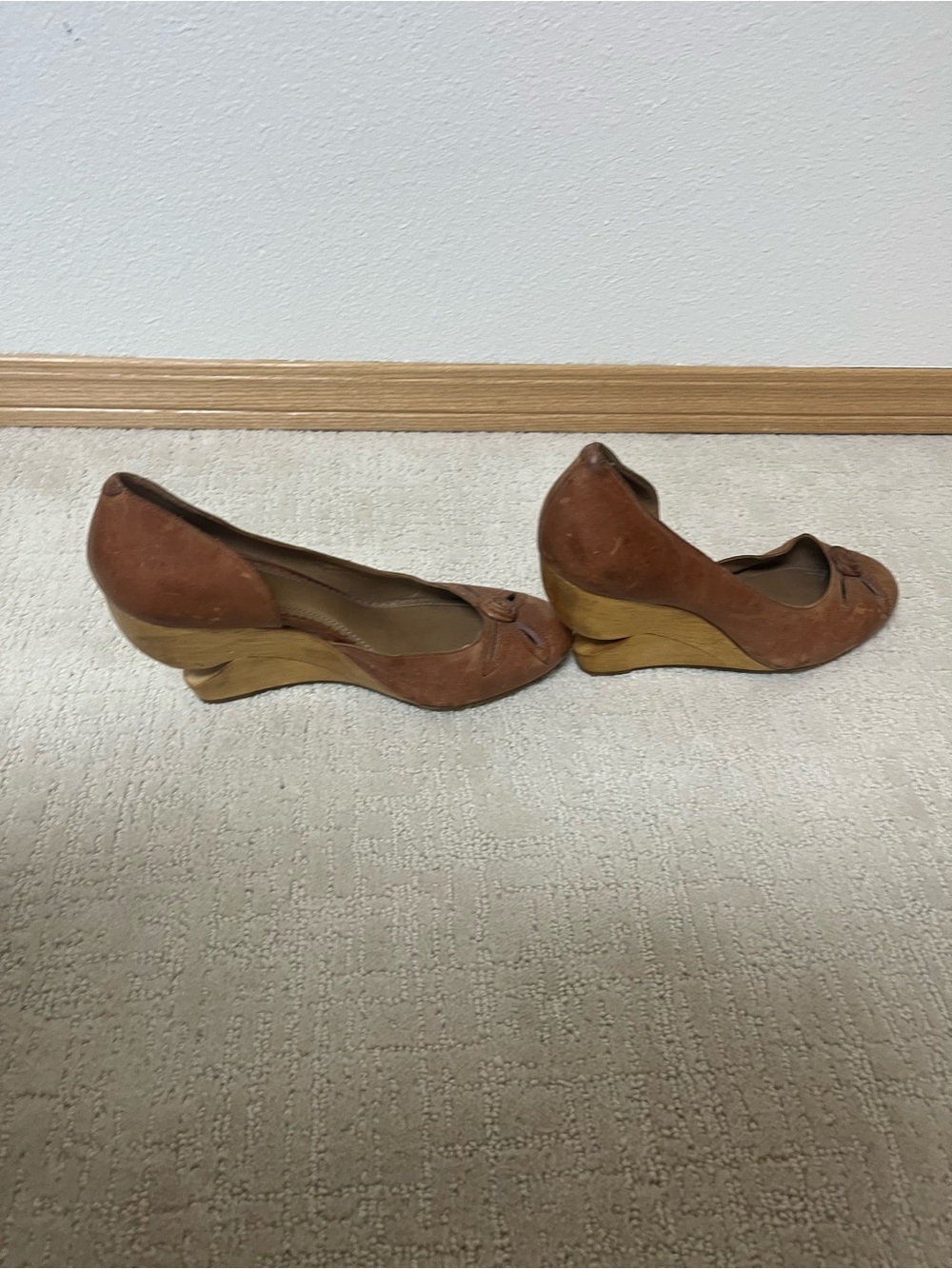 Miss Albright by Anthropologie tan leather wedge shoes women’s size 10B - Picture 4 of 7